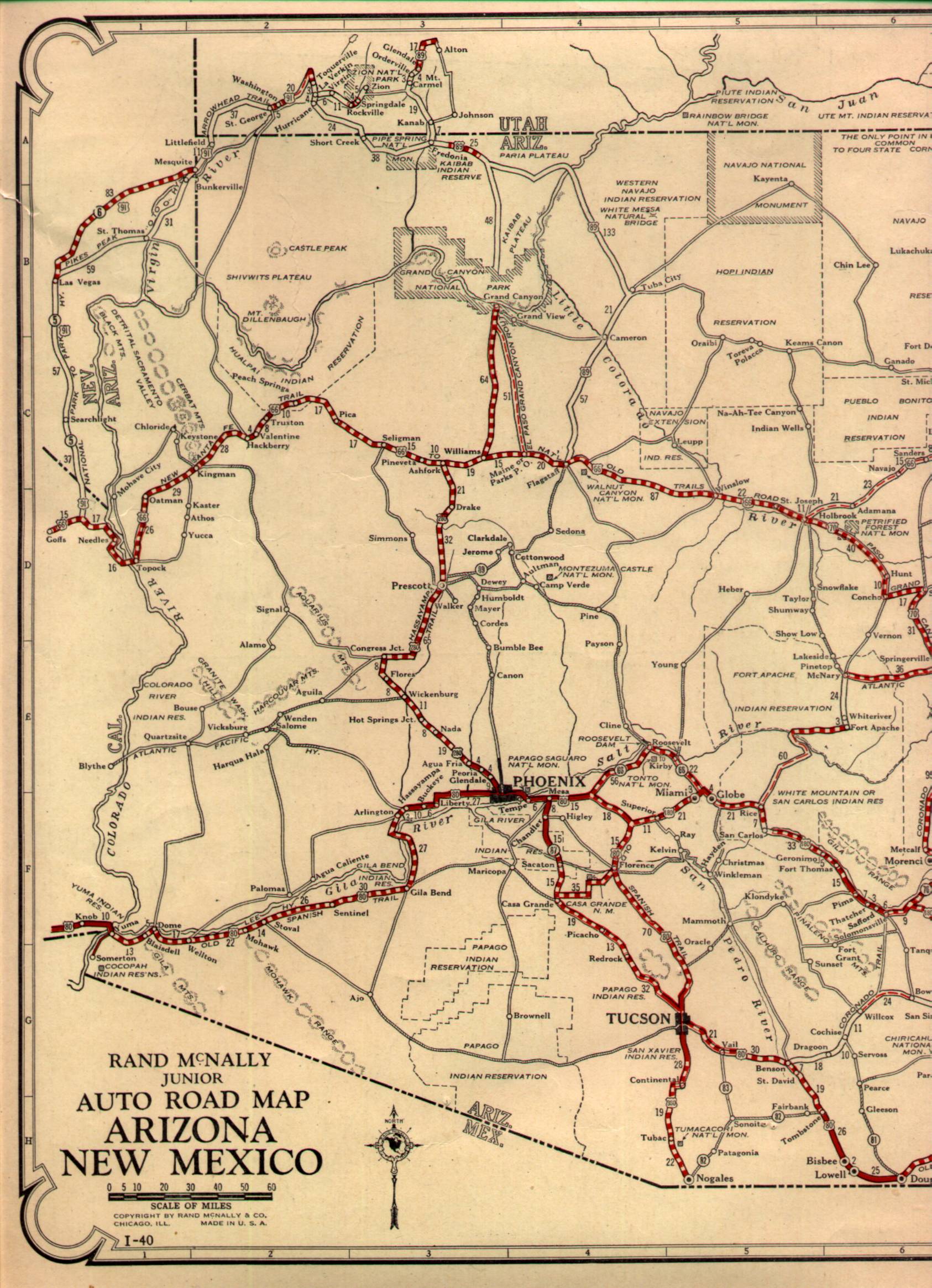 pioneer highway road map of prescott arizona