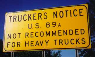 [US 89A not recommended for heavy trucks]